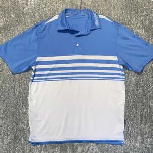 Straight‎ Down Golf Polo Shirt Striped Athletic Blue White Mens